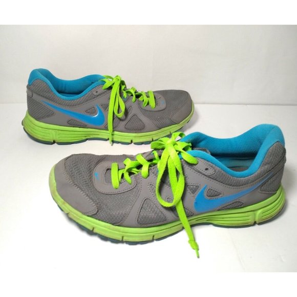 Nike Revolution 2 Mens Size 11 Gray Blue Green  554952-Running Shoes Preowned - Picture 2 of 7